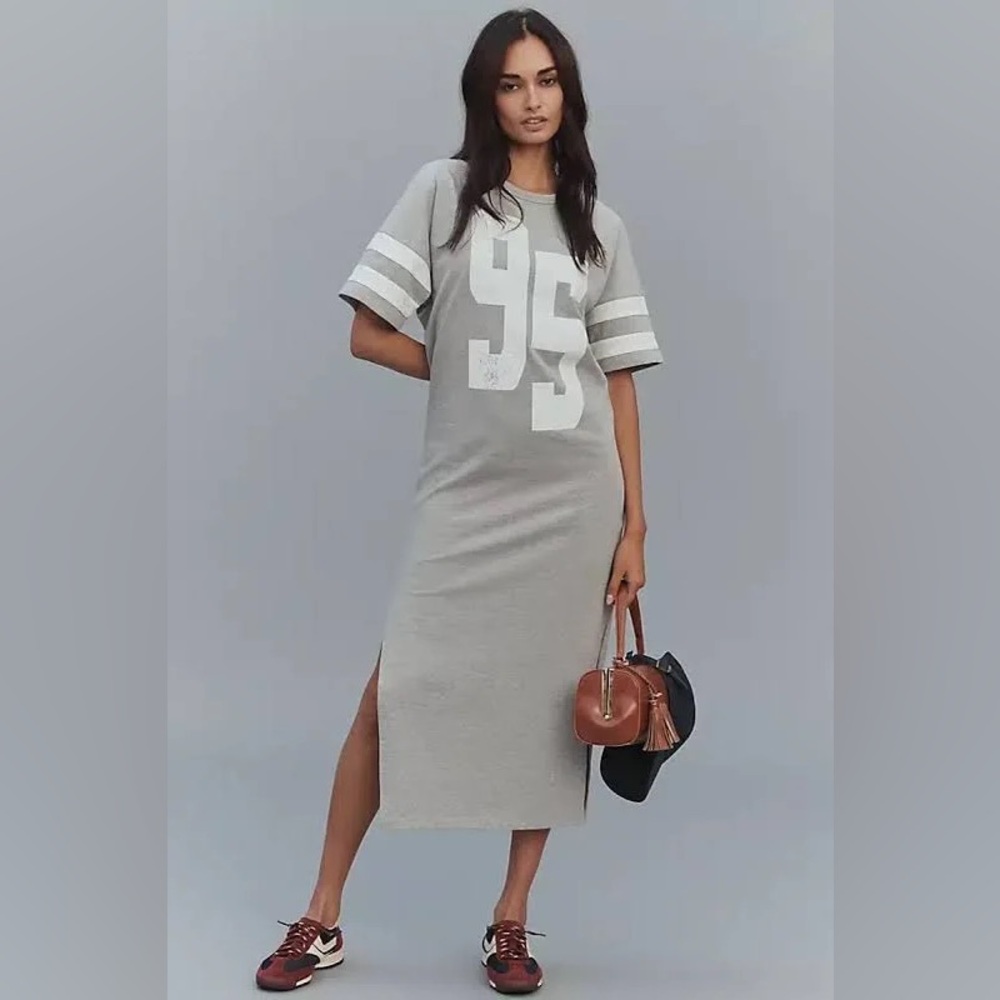 NWT Anthropologie Daily Practice Short-Sleeve Pullover Graphic Midi Dress